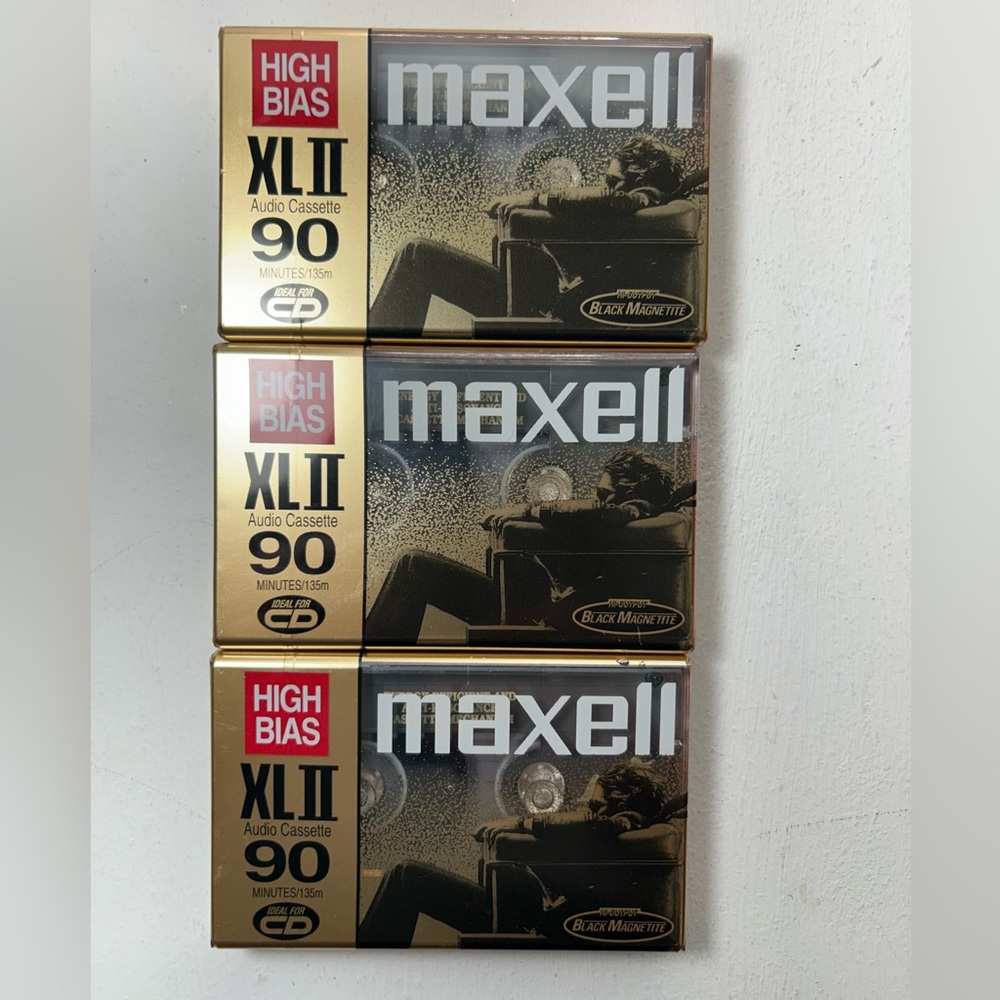 Maxell XLII 90 High Bias Audio Cassettes Lot
Of 3 New in Package